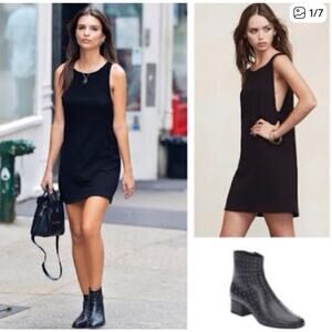 Reformation Arley Black Ribbed Mini Dress, Size Small